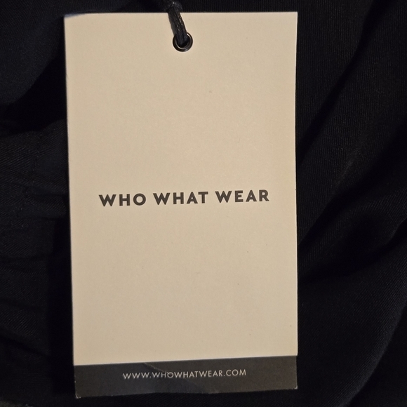 WHO WHAT WEAR Womens Black Button Up Collar Tie Belt Shirt Dress Size XS - Picture 9 of 13